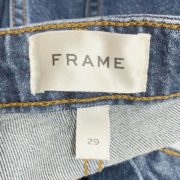 FRAME The Ruler Straight Leg Jeans in Written Blue Wash Size 29 High Rise Denim - Picture 9 of 12